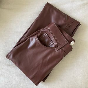 Abercrombie & Fitch Brown 90s High Rise Straight Vegan Leather Pants